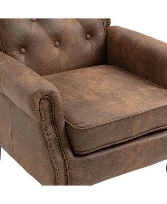 Pu Wood Frame Armchair, Modern Accent Chair Lounge Chair For Living Room