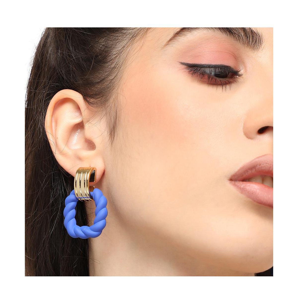 Sohi Women's Blue Rope Drop Earrings