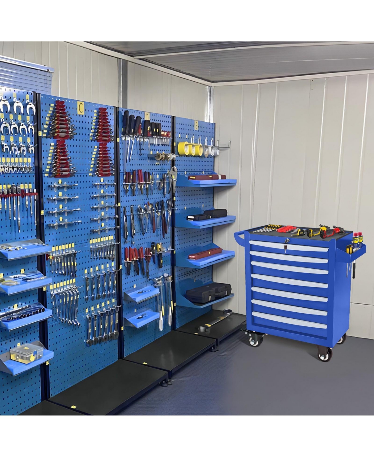 Mondawe 7-Drawer Rolling Tool Chest, Metal Tool Box with Wheels & Lock Garage Storage Cabinets