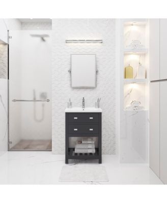 Viola 24 in. W Bath Vanity in Dark Espresso with Ceramic Vanity Top in White with Integrated White Basin