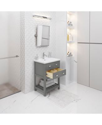 Viola 24 in. W Bath Vanity in Cashmere Grey with Ceramic Vanity Top in White with Integrated White Basin