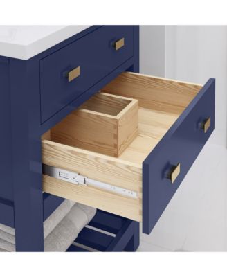 Viola 24 in. W Bath Vanity in Monarch Blue Finish with Ceramics Integrated Vanity Top with White Basin