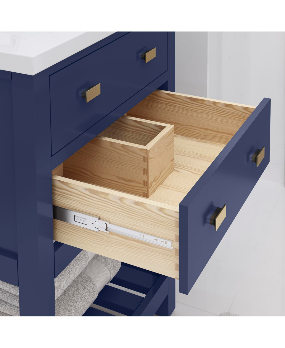 Viola 24 in. W Bath Vanity in Monarch Blue Finish with Ceramics Integrated Vanity Top with White Basin