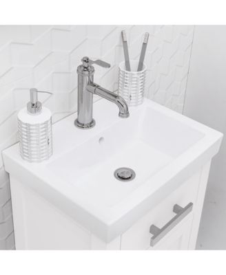 Mia 18 in. W Bath Vanity in Pure White Finish with Ceramics Integrated Vanity Top with White Basin