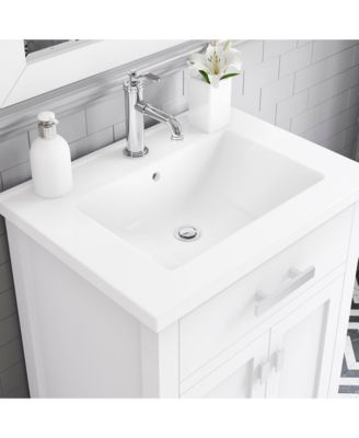 Myra Collection 24 in. Bathroom Vanity in Pure White with Ceramics Vanity Top in White - Vanity Only