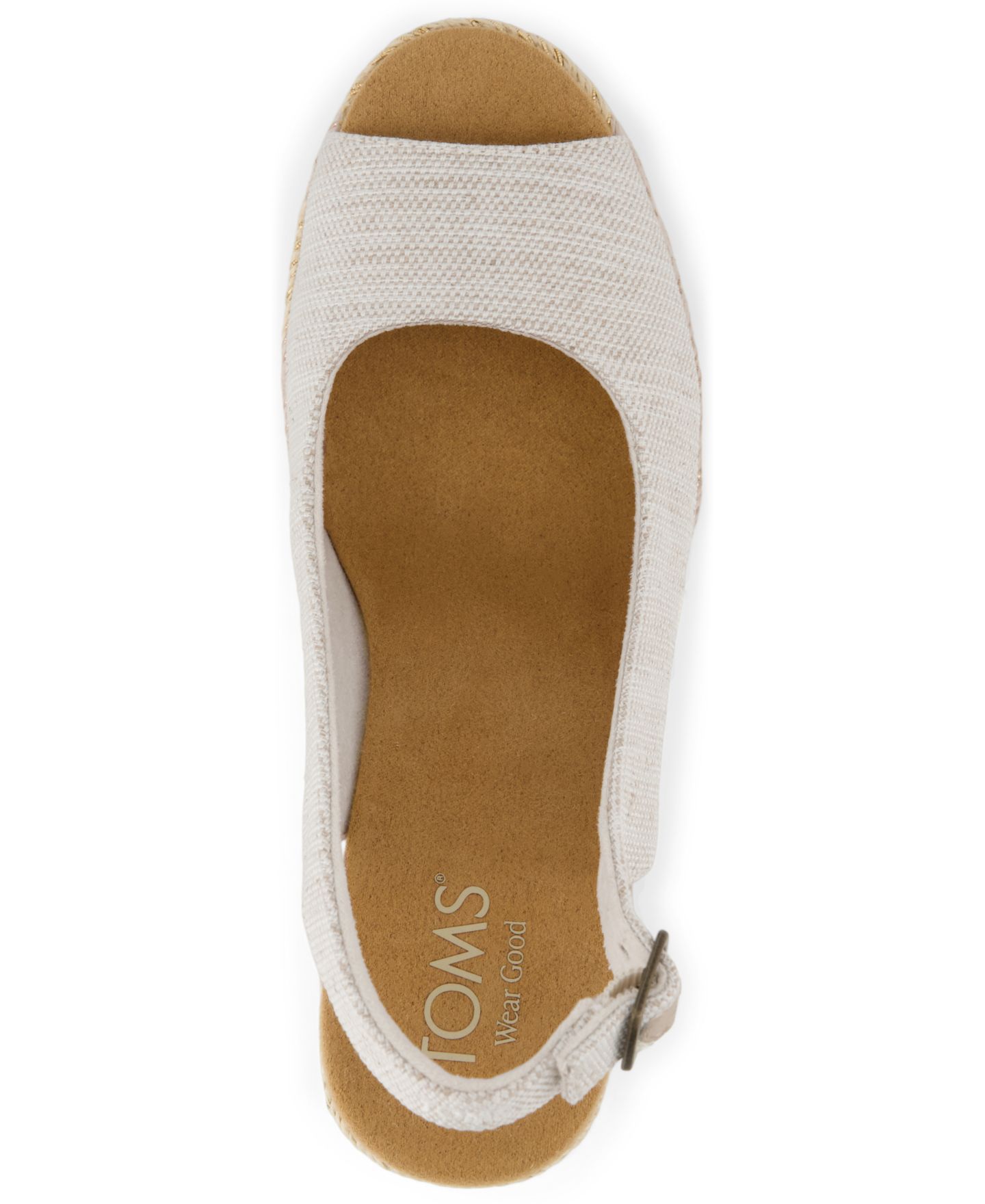 Женские сандалии TOMS Camilla Peep Toe Wedge, цвет: Натуральный — фото 4
