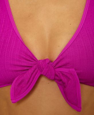 Women's Crinkle Crush Pucker Stripe Convertible Buckle Bikini Top