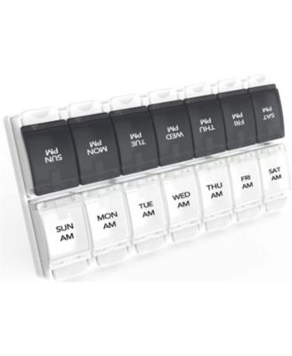 Weekly Pill Organizer 7 Day 2 Times A Day, AM PM Medicine Pill Box with Easy Push Button