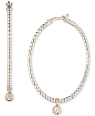 Lauren Ralph Lauren - Two-Tone Cubic Zirconia Beaded Hoop Drop Earrings