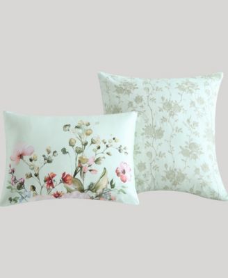 Rose on Misty Green 200 TC Cotton Sateen, Reversible 5 Pc. Comforter Set