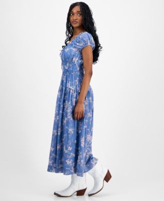 Women's Floral-Print Cinched-Waist Midi Dress