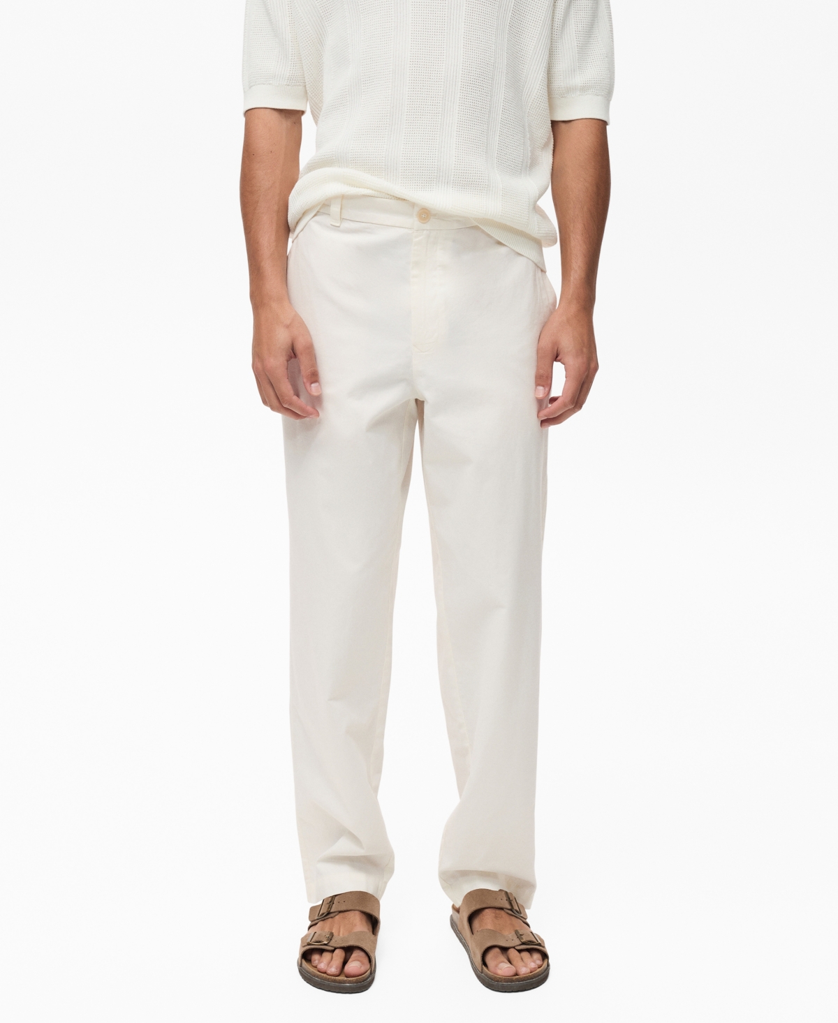 Men's Regular-Fit Linen Pants - Ecru