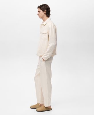 Men's Bowling-Style Linen Overshirt