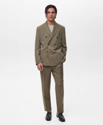 Men's Slim-Fit Pleated Linen Pants