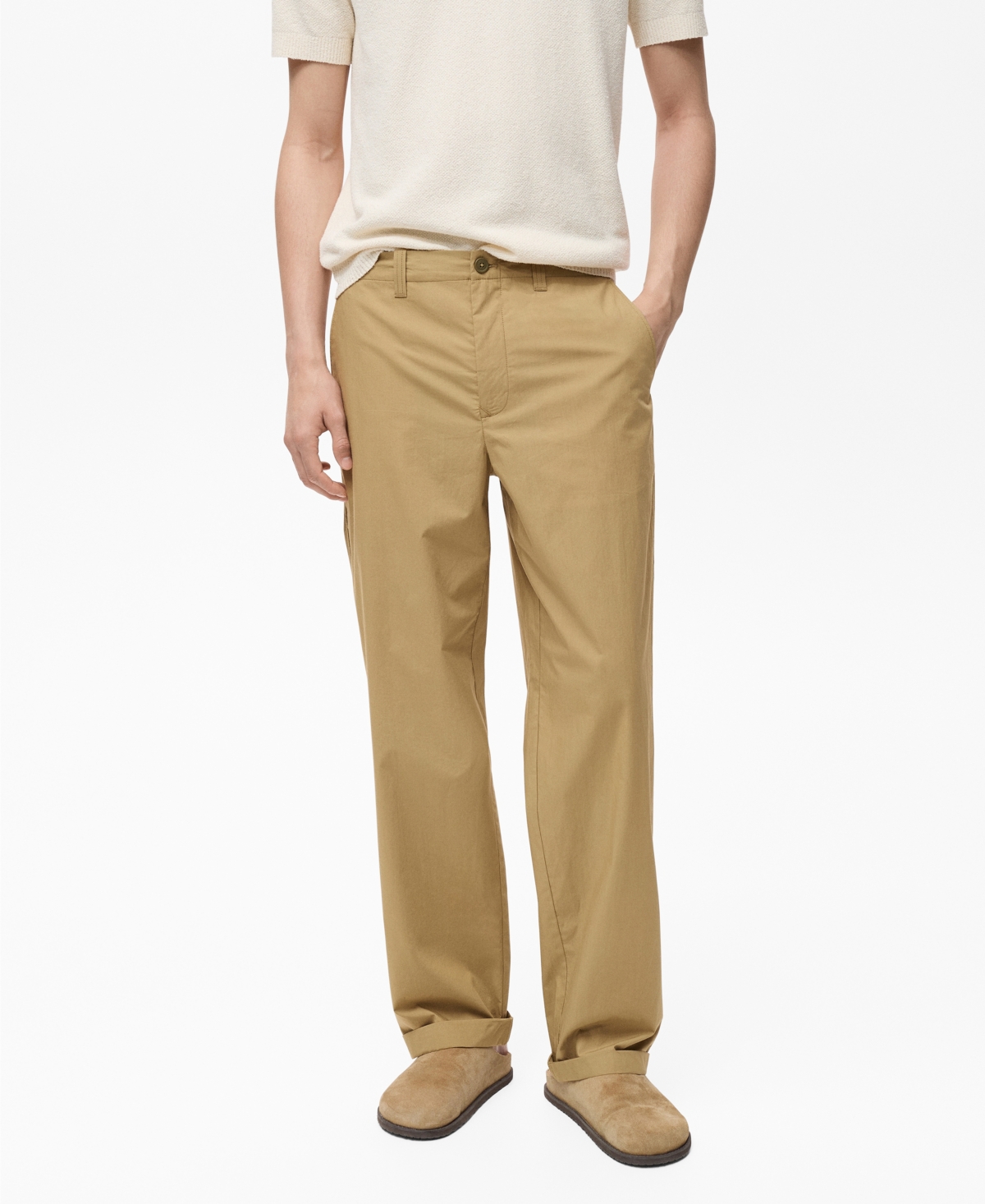 Men's Straight-Fit Cotton Pants - Beige