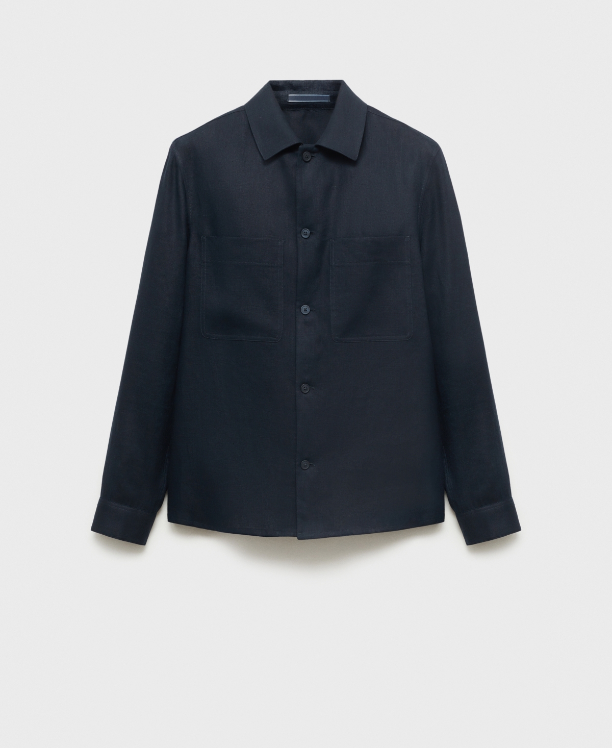 Mango Men's Linen Pockets Overshirt In Blue