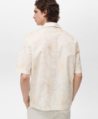 Men's Embroidered Bowling Collar Shirt