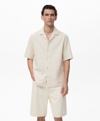 MANGO - Men's Cotton Linen-Blend Regular-Fit Shirt