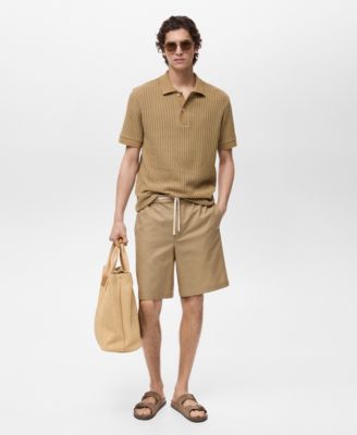 Men's Drawstring Linen Bermuda Shorts