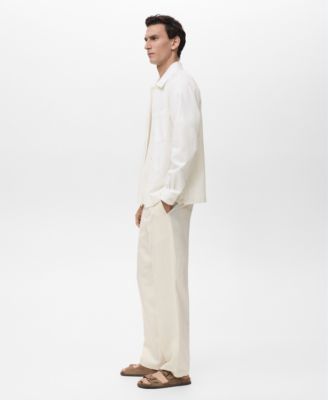 Men's Pockets Linen Overshirt