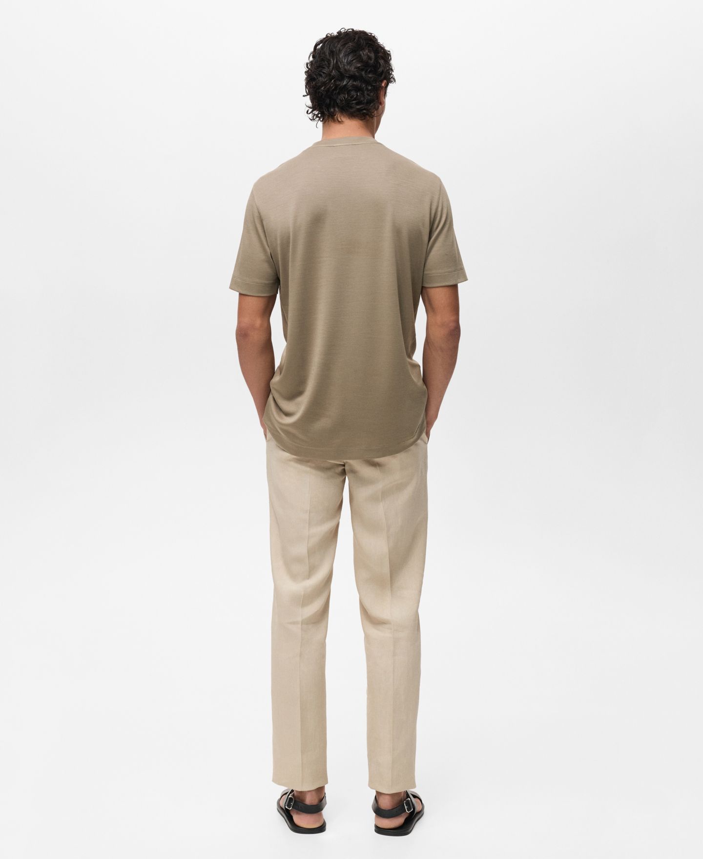 Мужская футболка Mango Short-Sleeved Lyocell, цвет: Норковый серый — фото 3
