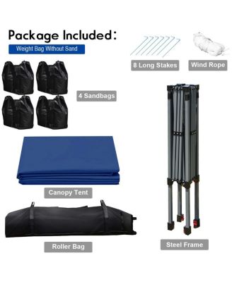 8 x 8 Feet Outdoor Pop-up Canopy Tent with Portable Roller Bag and Sand Bags