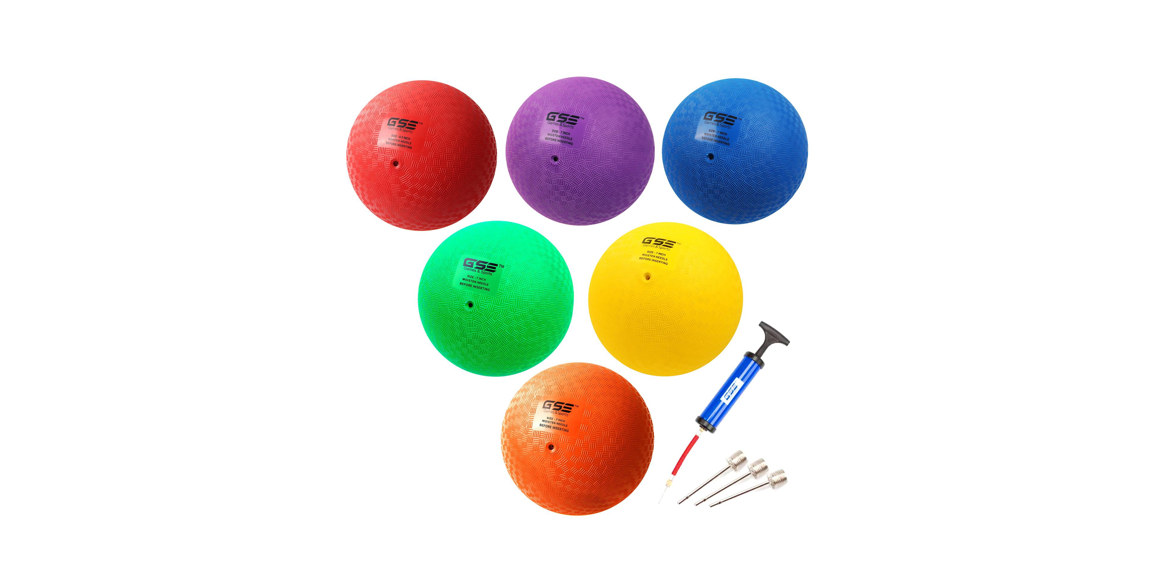 Set of 6 Multi-colored Playground Balls, Kickball, Bouncy Dodge Ball