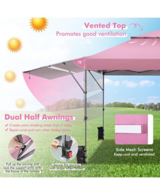 10 x 17.6 Feet Outdoor Instant Pop-up Canopy Tent with Dual Half Awnings