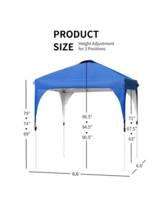 6.6 x 6.6 FT Pop Up Height Adjustable Canopy Tent with Roller Bag