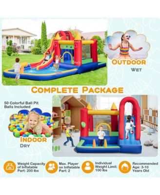 9 in 1 Inflatable Bounce House Water Park w/ 680W Blower for 3-10 Years Old