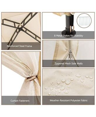 10 x 10 Feet Patio Canopy Gazebo with Neting and Double Tiered Roof