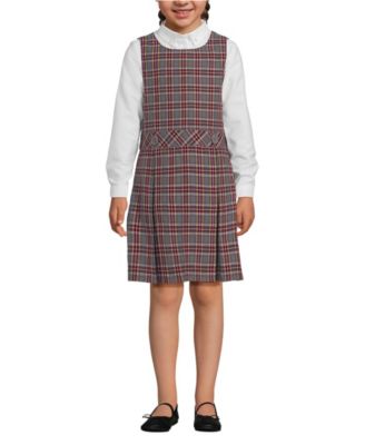 School Uniform Girls Plaid Jumper Top of Knee