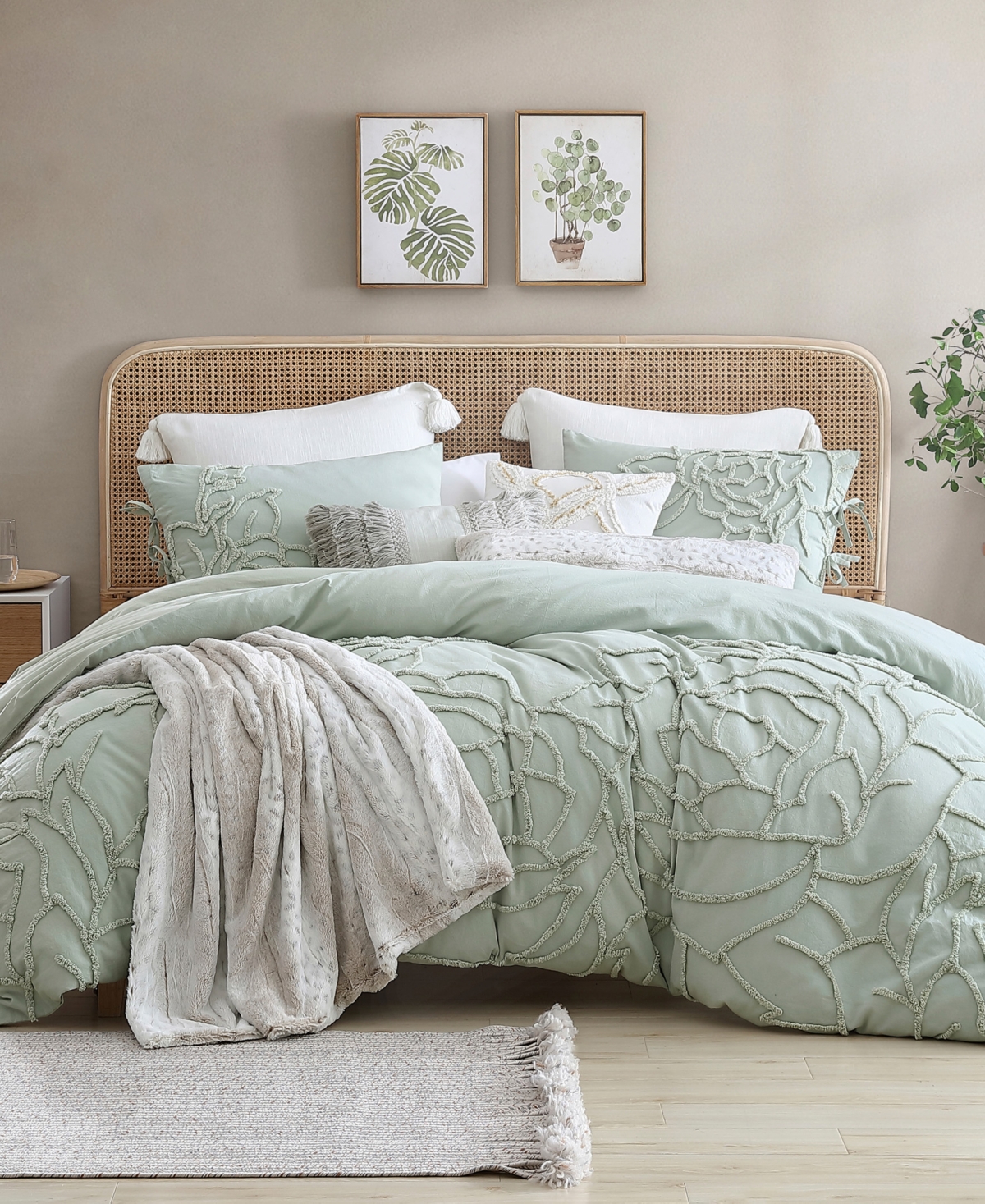 Peri Home Chenille Rose 3-pc. Duvet Cover Set, King In Green