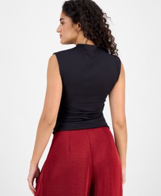 Women's Ruched Mock-Neck Sleeveless Top, Exclusively at Macy's  