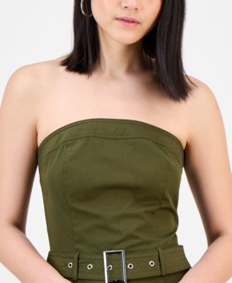 Women's Strapless Belted Utility Jumpsuit