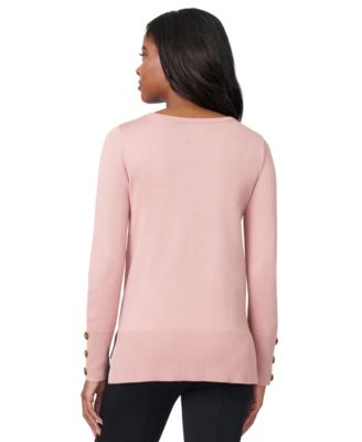 Women's Button-Cuff Lightweight Tunic Sweater