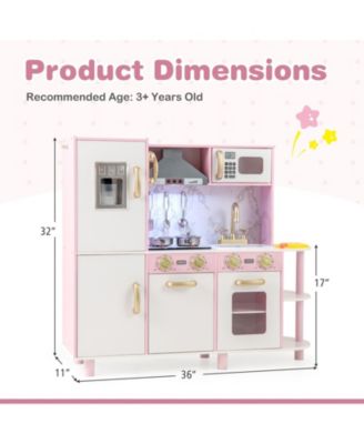Wooden Kitchen Playset with Ice Maker and Sounds for Ages 3+