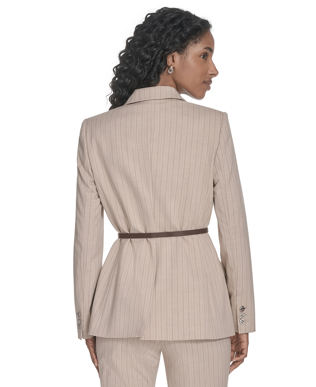 Calvin Klein Women's Pinstripe Jacket With Belt In Neutral