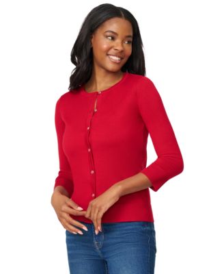 Women's Crewneck Button-Front Cardigan 