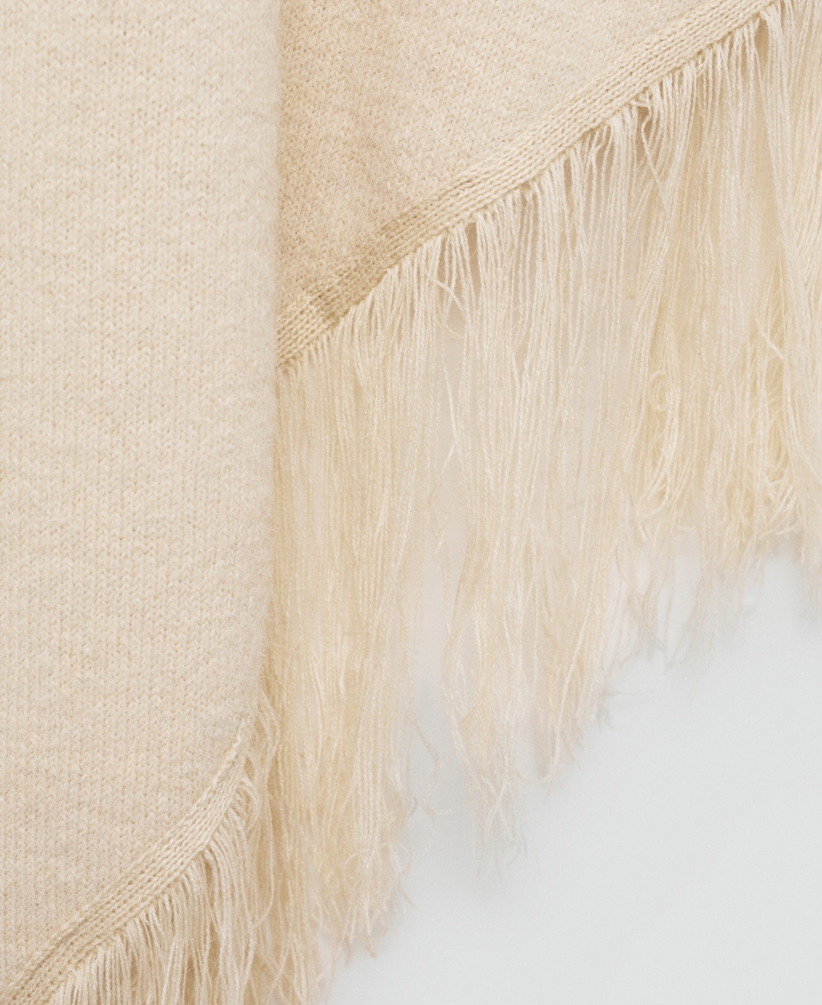 Mango Women's Fringed Ends Knitted Shawl In Sand