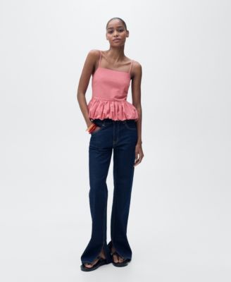 Women's Ruffled Gingham-Check Top