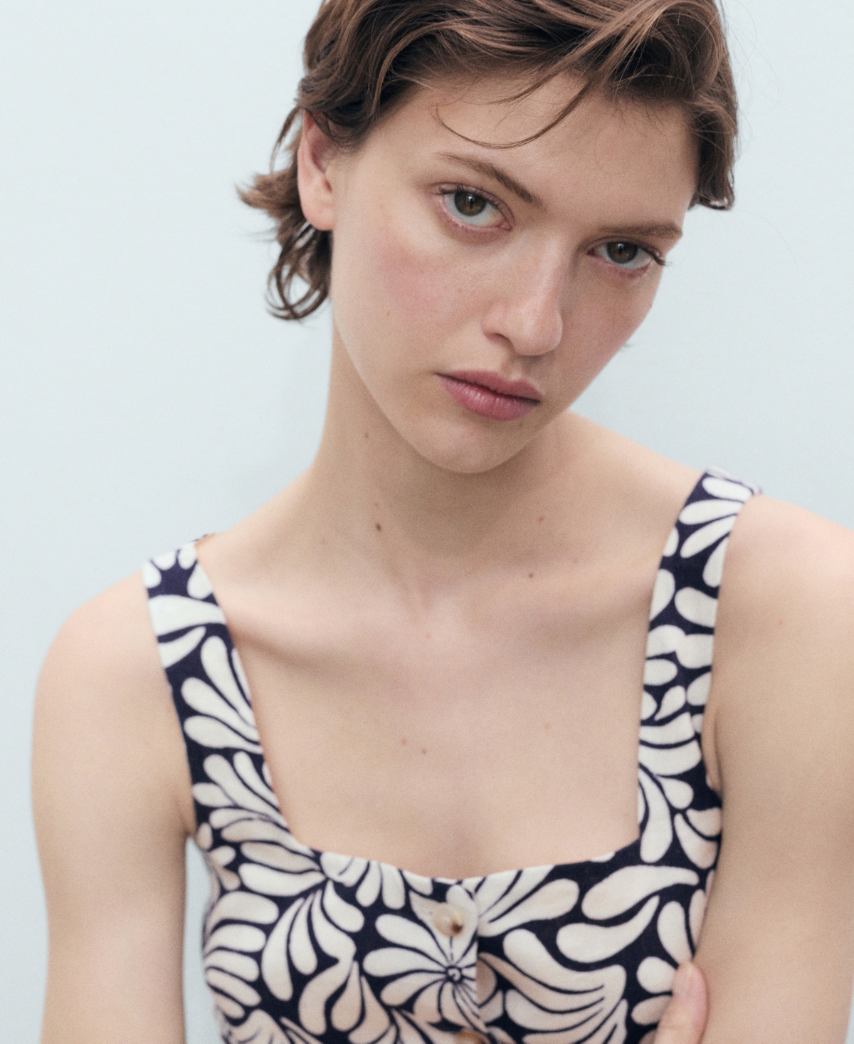 Mango Coco Sleeveless Linen Blend Button-up Shirt In Black