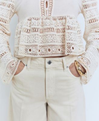 Women's Openwork Details Embroidered Cotton Blouse