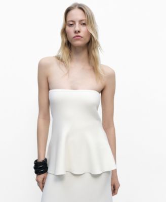 MANGO - Women's Fine-Knit Peplum Top