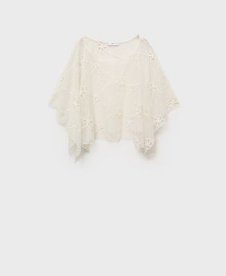 MANGO - Women's Embroidered Flower Top