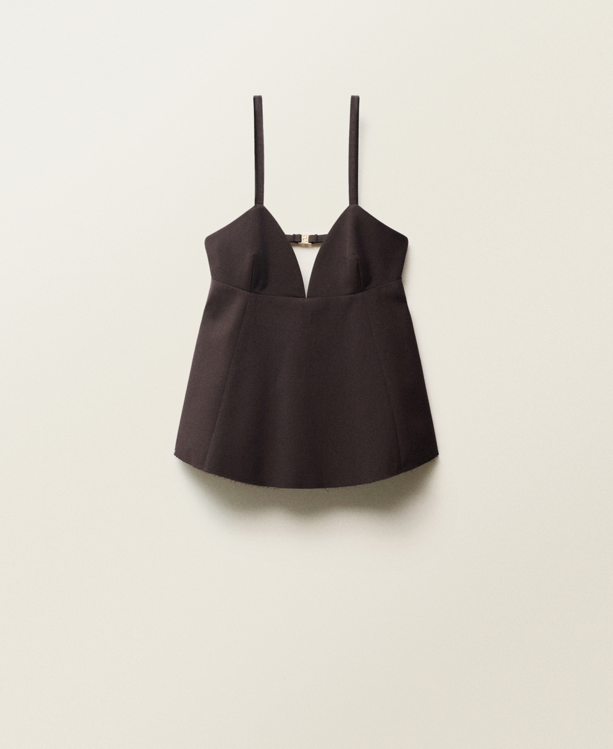 Women's Open Back V-Neck Top - Brown