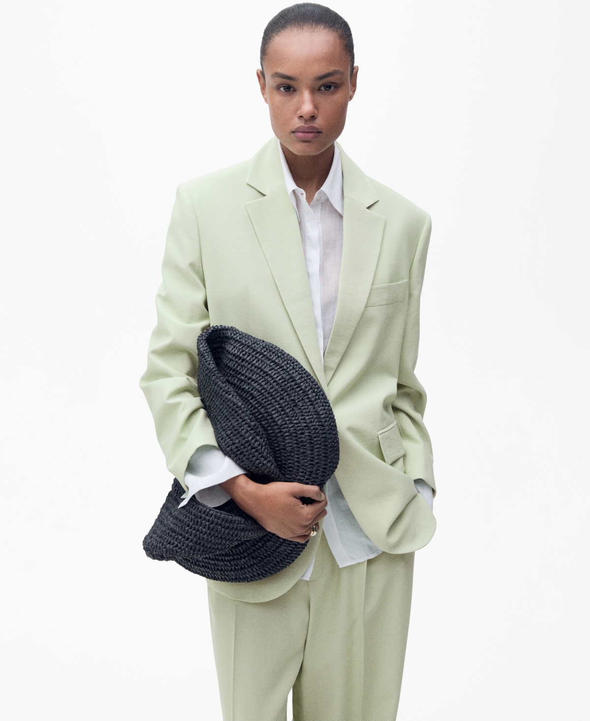 Women's Straight-Fit Suit Jacket - Pastel Green