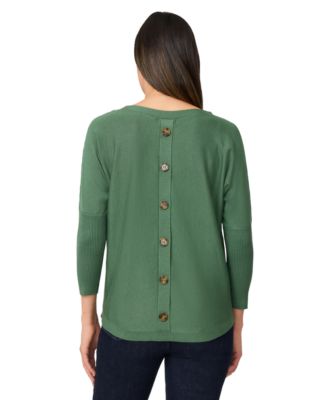Women's Boatneck Button-Back Dolman-Sleeve Sweater