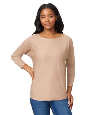 Women's Boatneck Button-Back Dolman-Sleeve Sweater