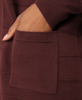 Women's Ribbed Open-Front Long Cardigan